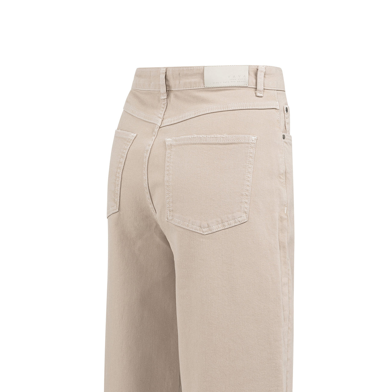 High-Waist Beige Jeans with Loose Fit