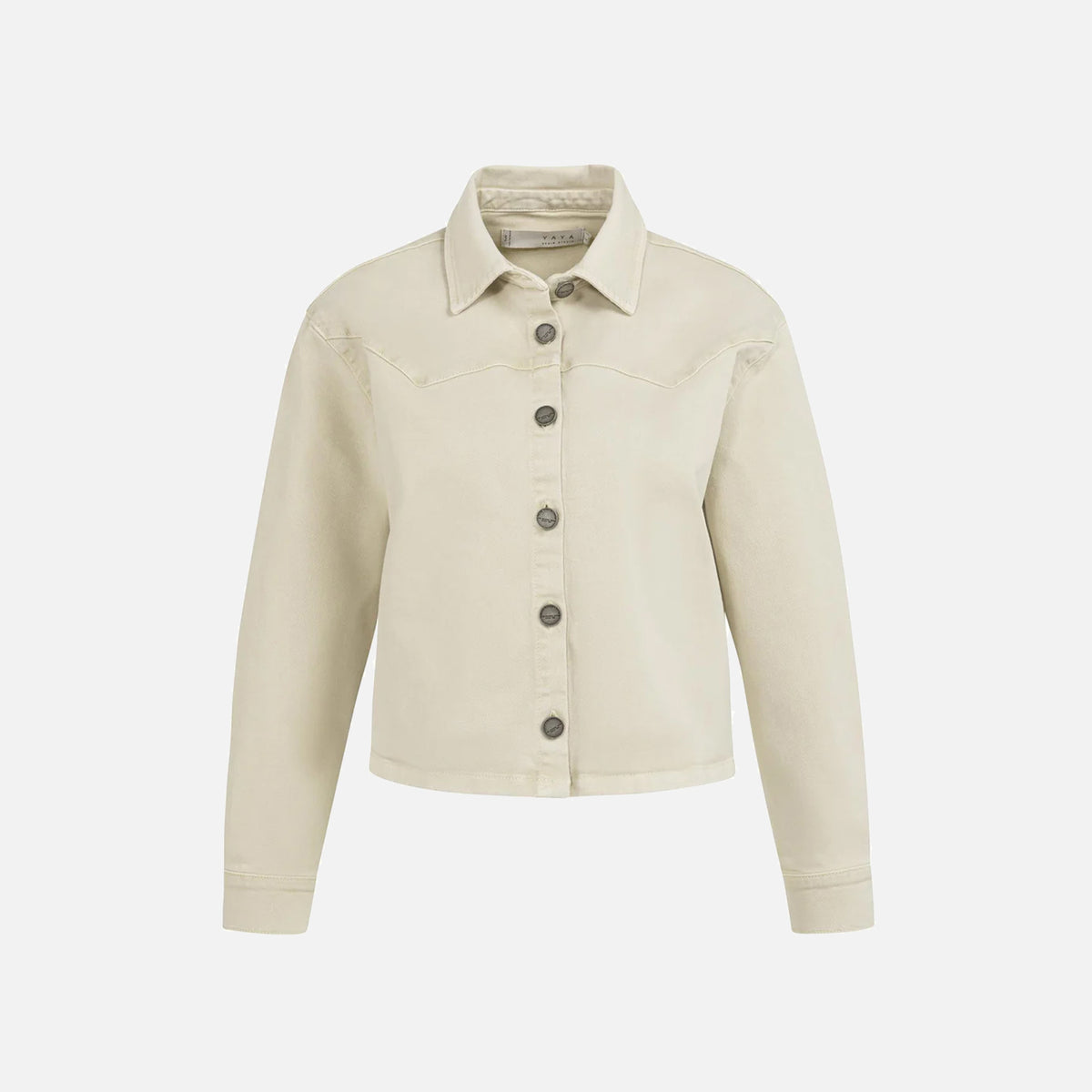 Coloured Denim Jacket with Decorative Seams