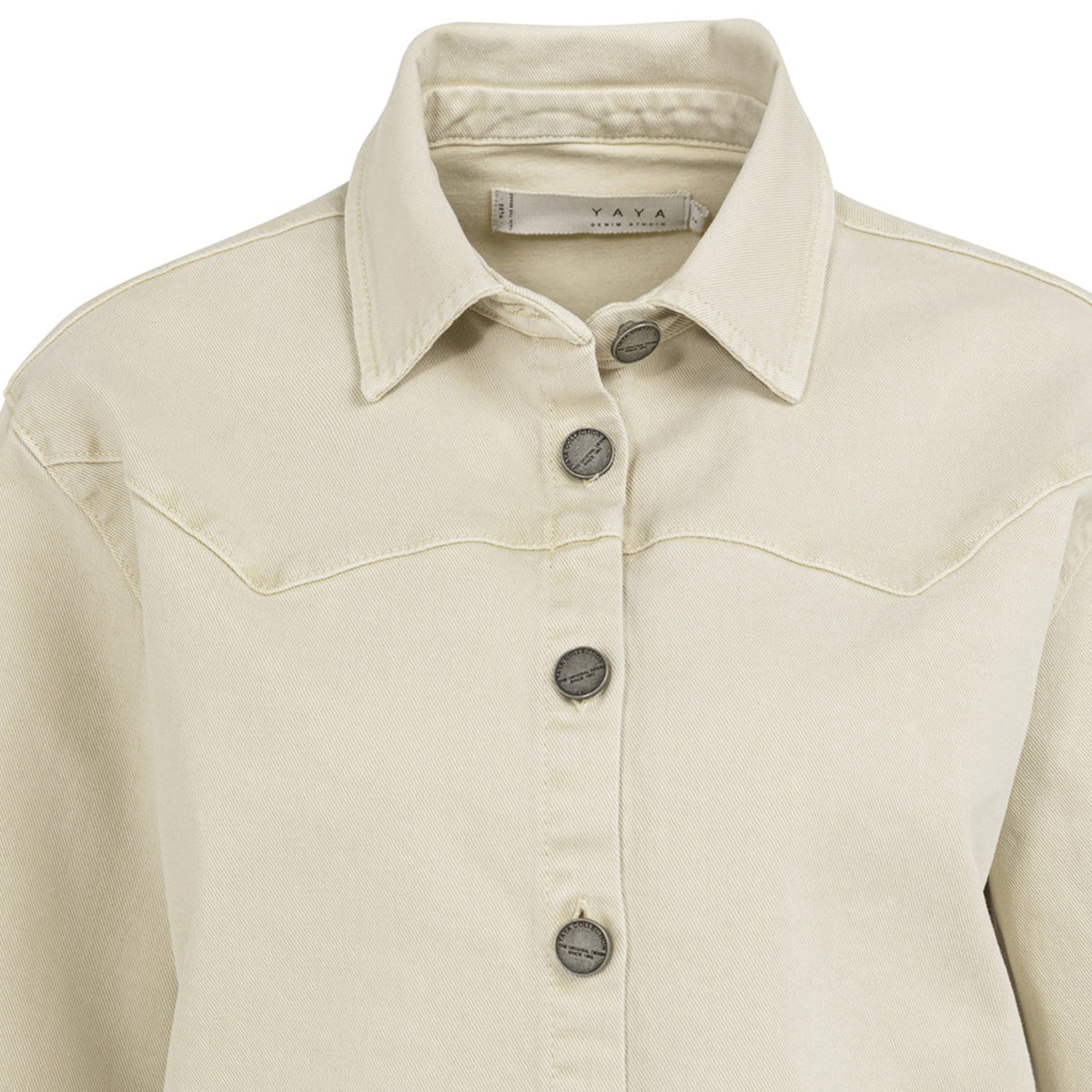 Coloured Denim Jacket with Decorative Seams