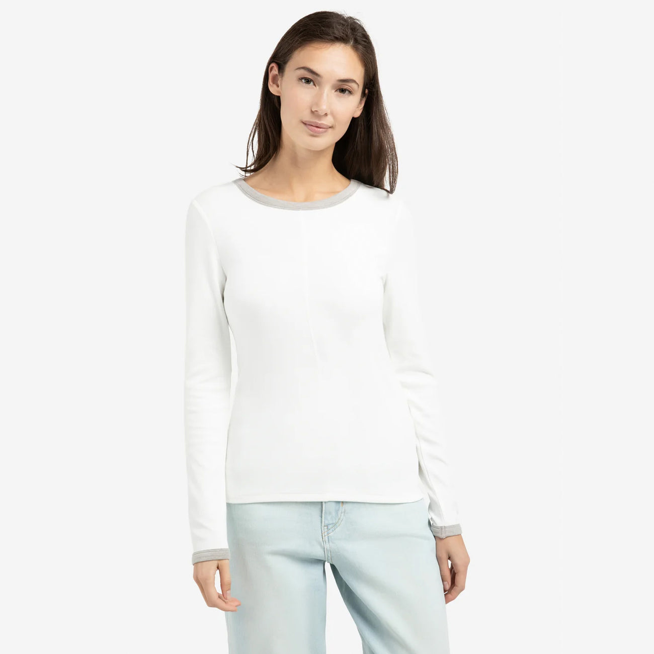 Long Sleeve Top with Contrast Trims