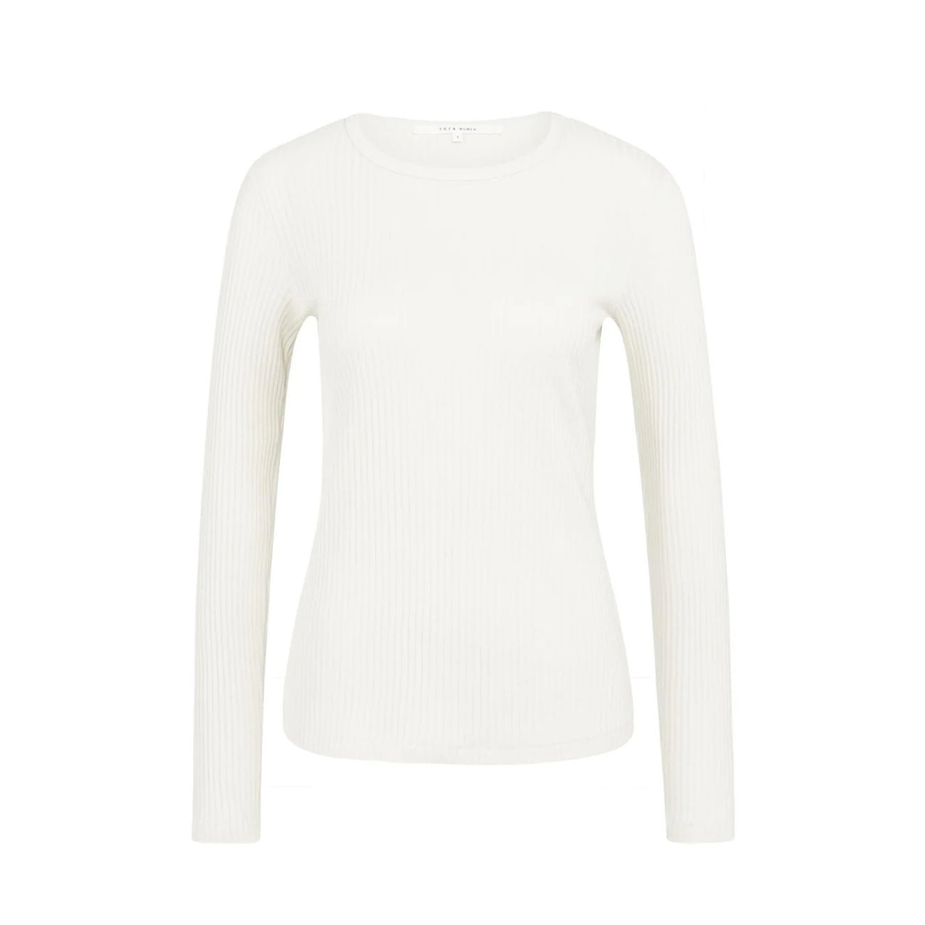 Ribbed Long Sleeve Shirt with Round Neckline