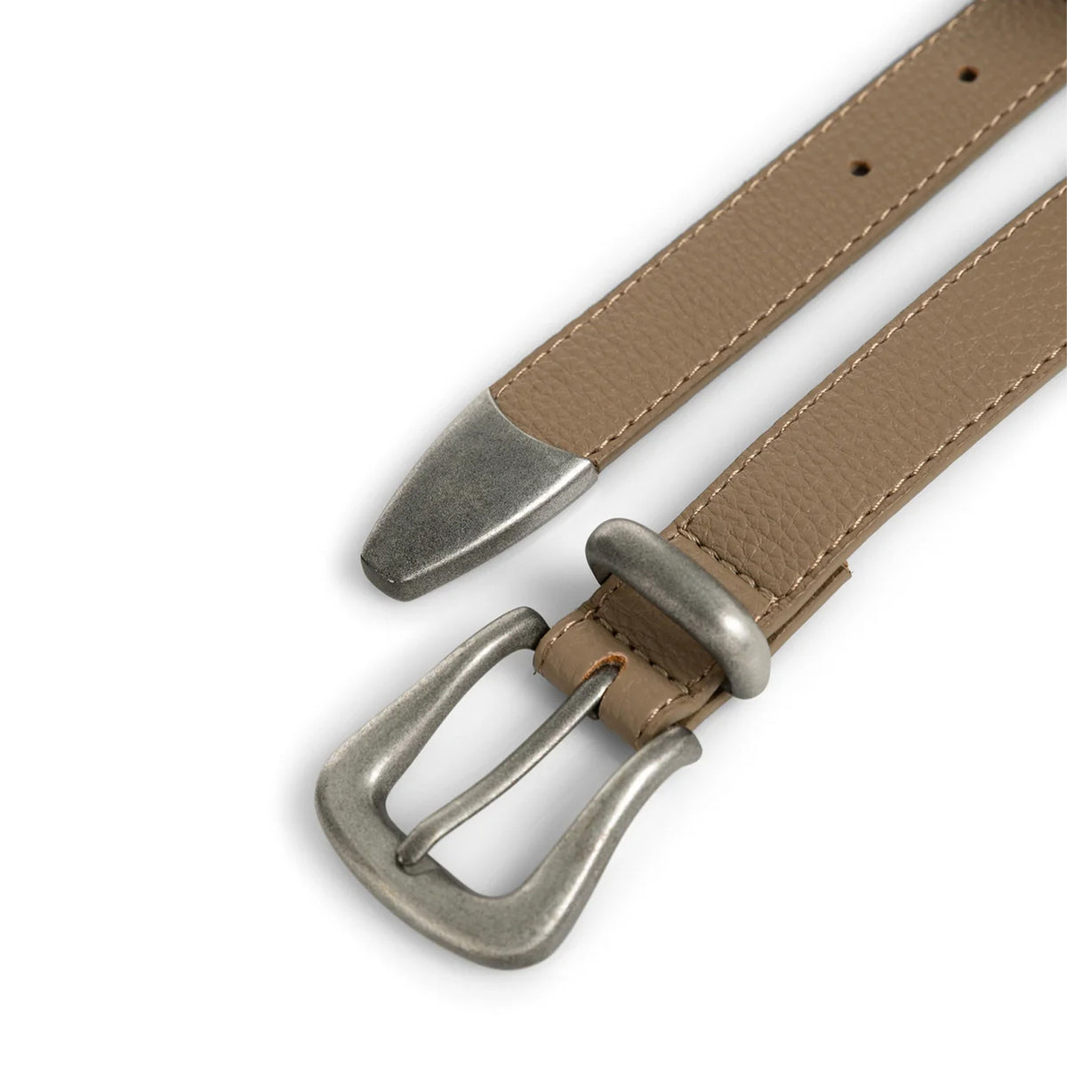 Studded Leather Belt with Silver Buckle