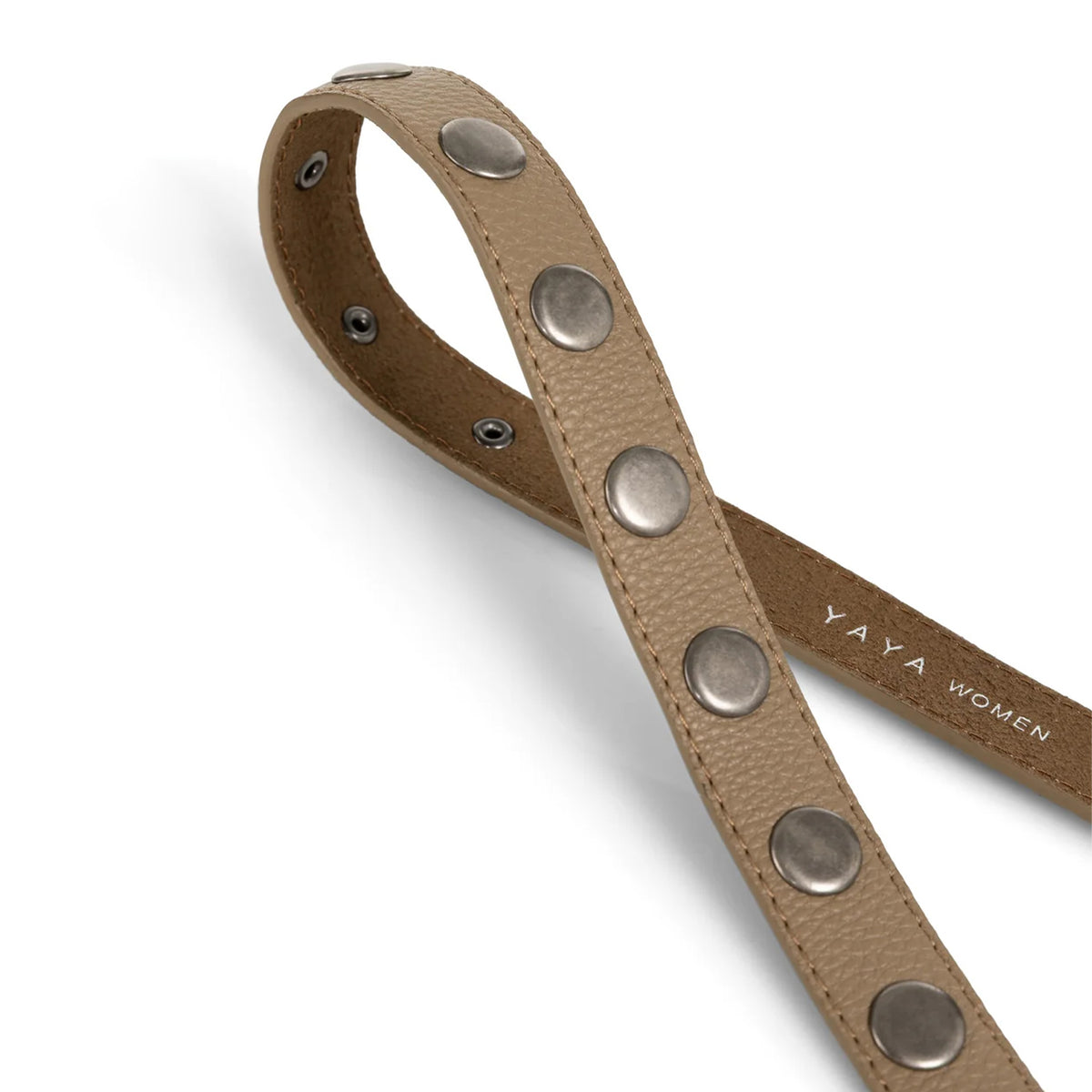 Studded Leather Belt with Silver Buckle