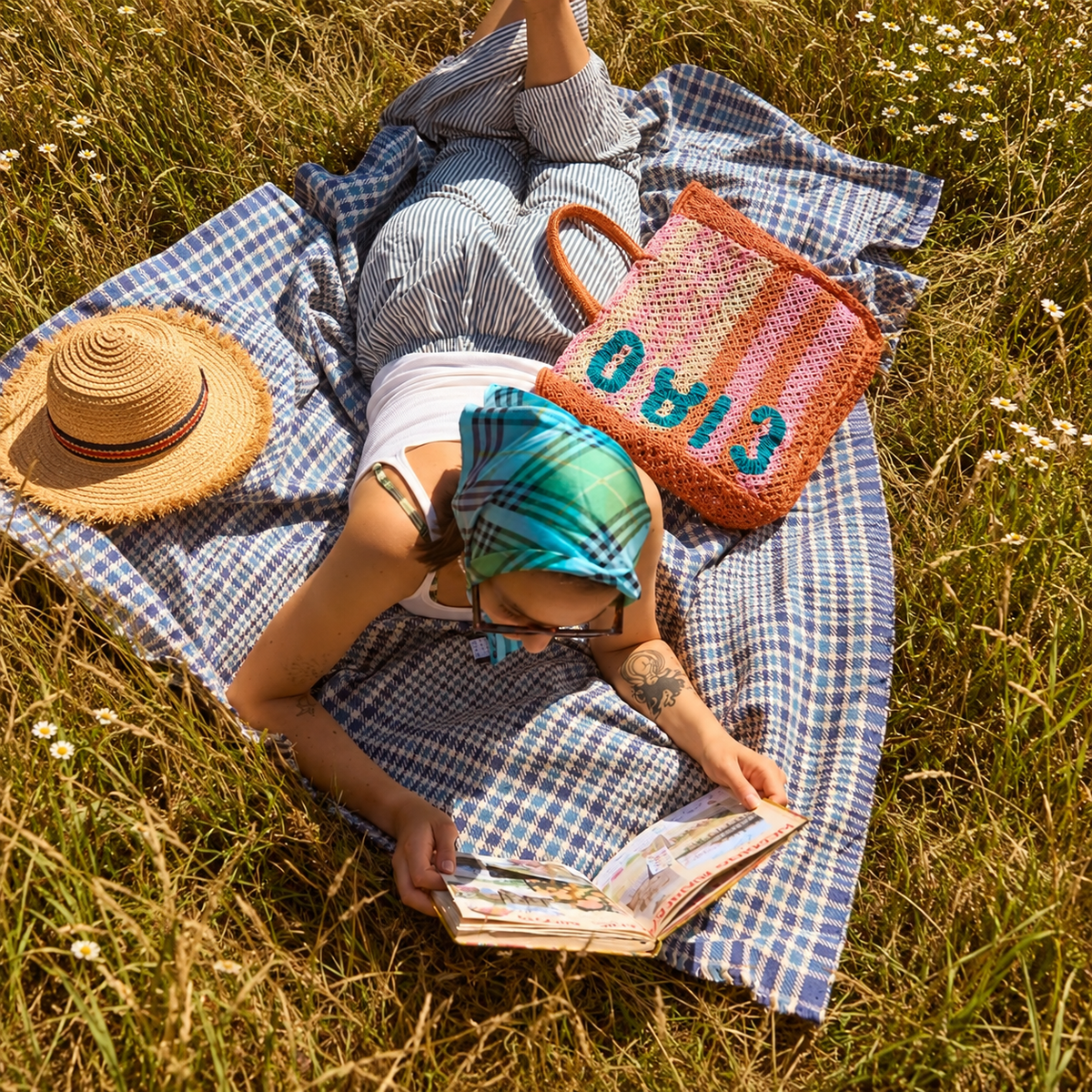 Ciao Jute Bag - Peach, Rose, Natural & Ocean