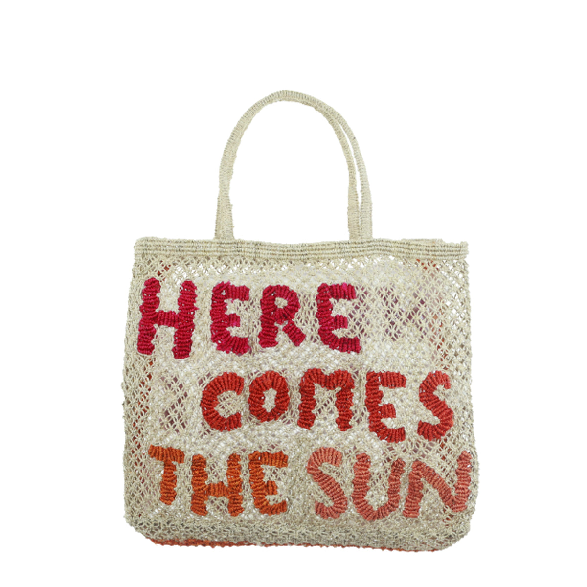 Here Comes The Sun Jute Bag - Raspberry & Spice on Natural