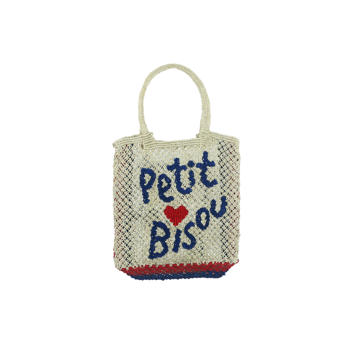 Petit Bisou Jute Bag - Natural, Indigo & Scarlett