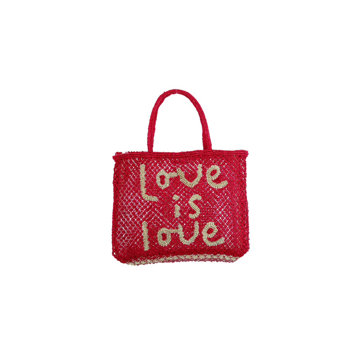 Small Love is Love Jute Bag - Raspberry & Natural
