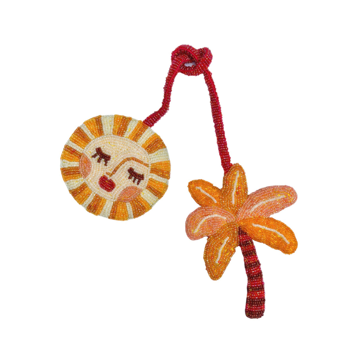 Palm Tree & Orange Sun Charm Keyring