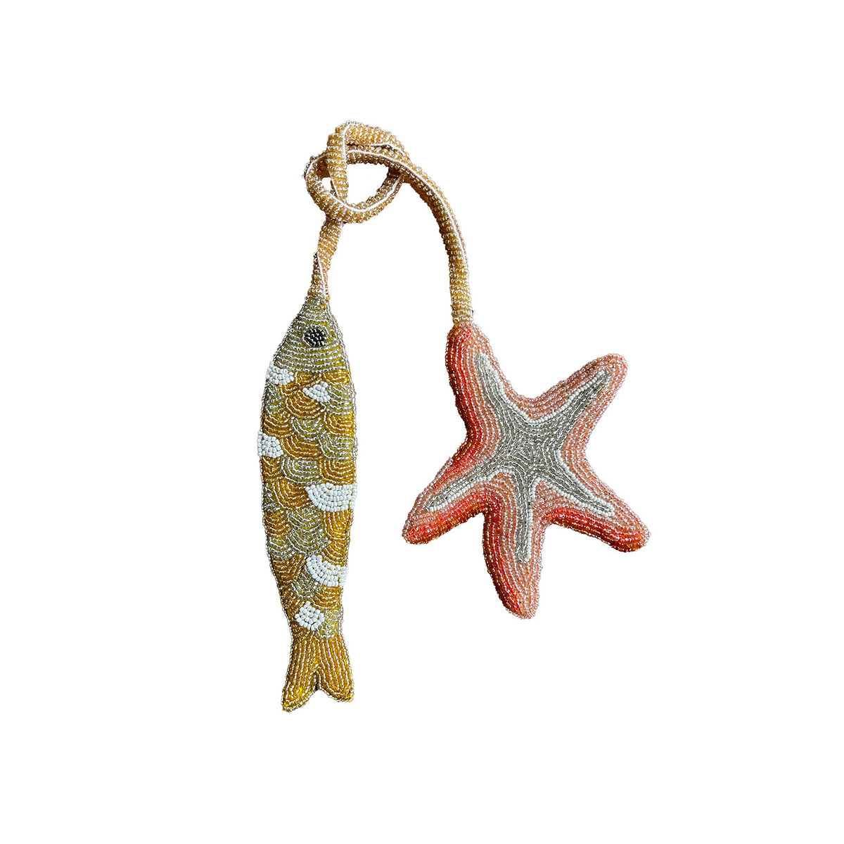 Starfish and Fish Charm Keyring