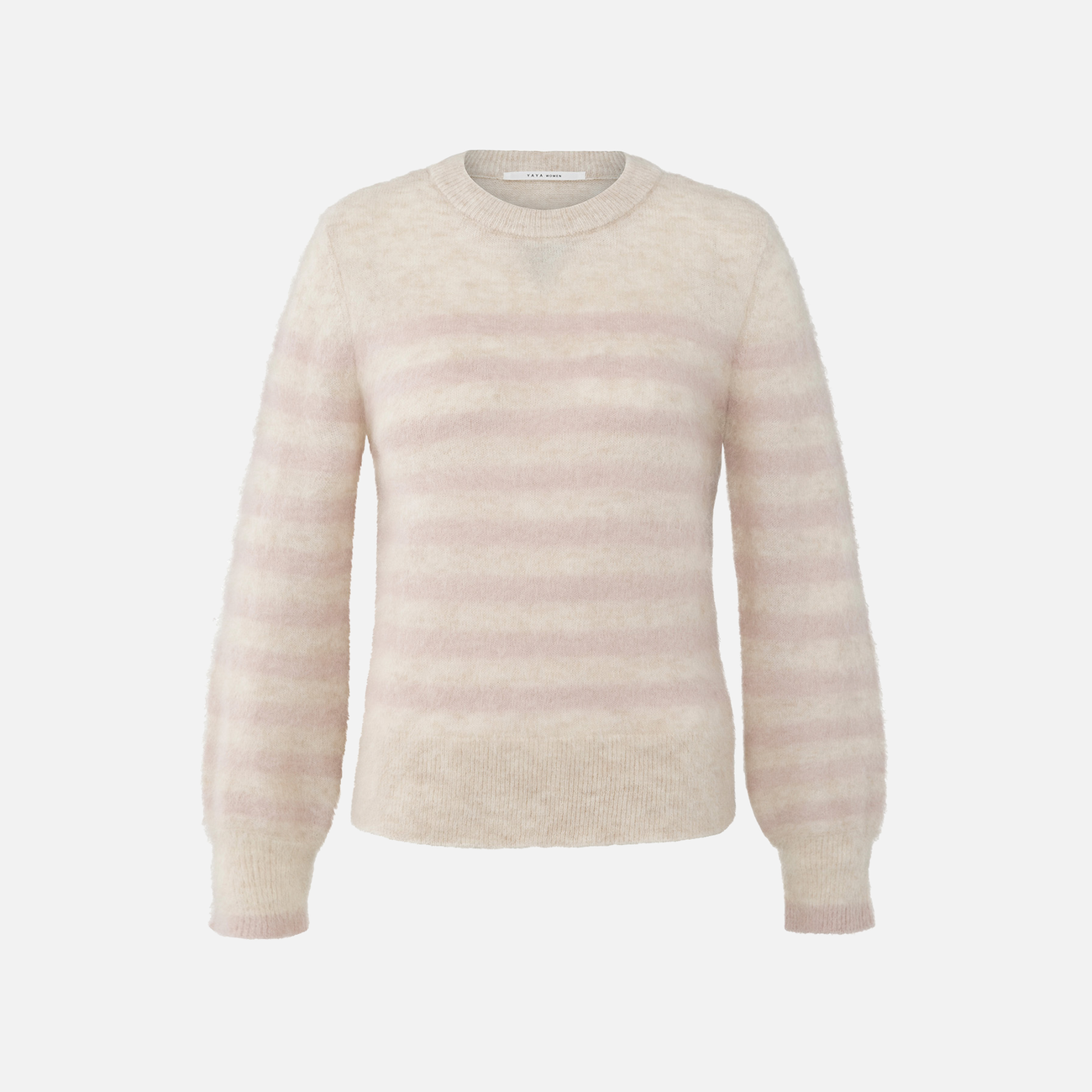 Striped Sweater with Round Neck - Shadow Grey Pink