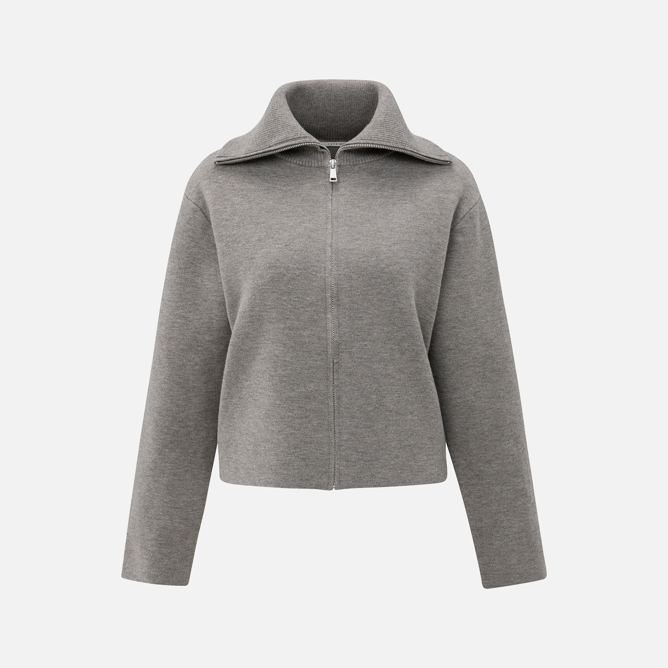 Zip-Up Cardigan with High Neckline
