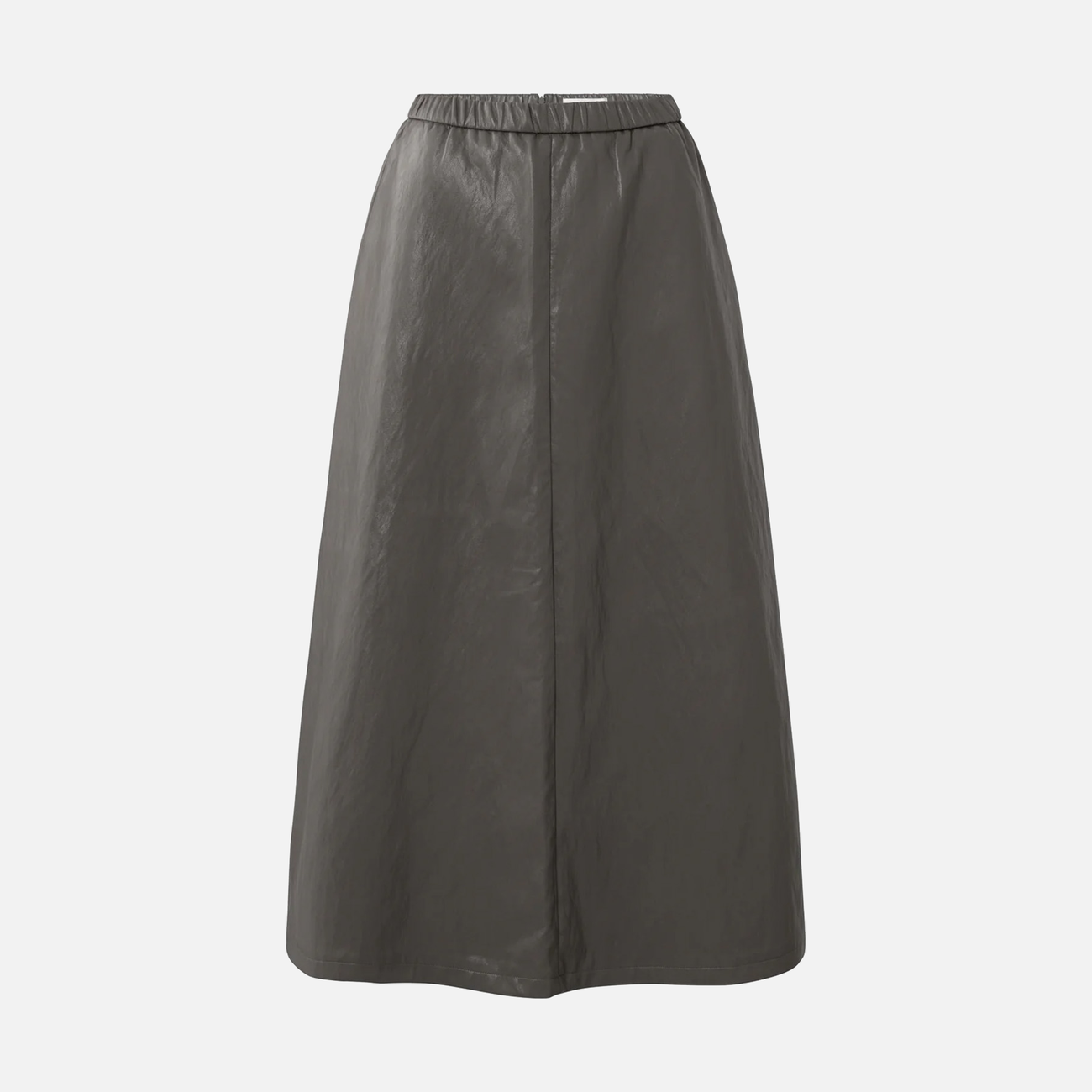 Faux Leather Aline Midi Skirt with Pockets