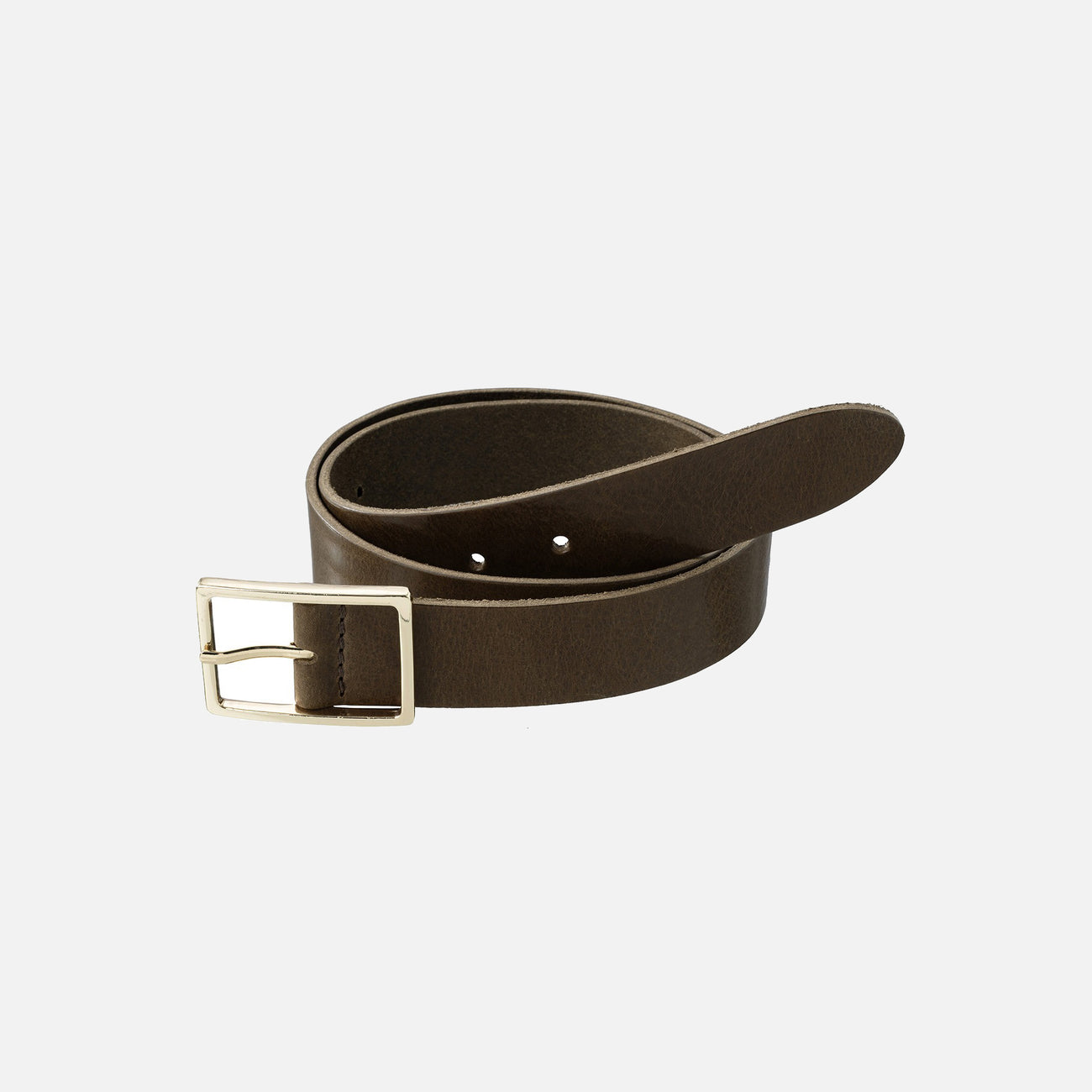 Ann Leather Belt with Metal Buckle - Capers Brownish