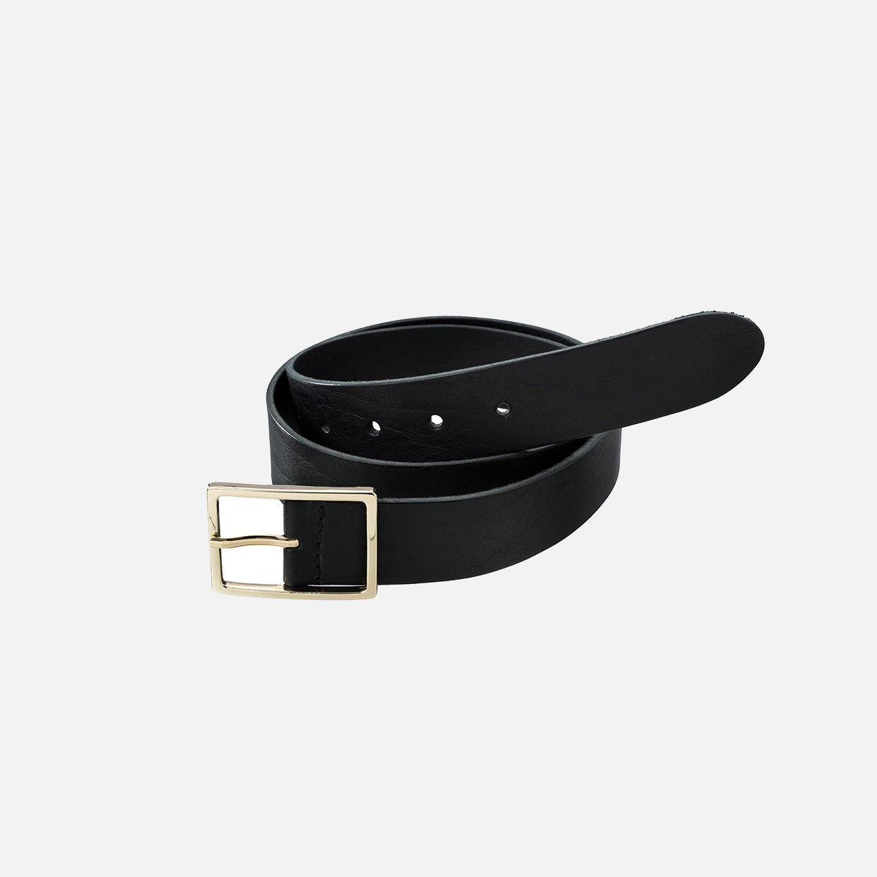 Ann Leather Belt with Metal Buckle - Oyster Black