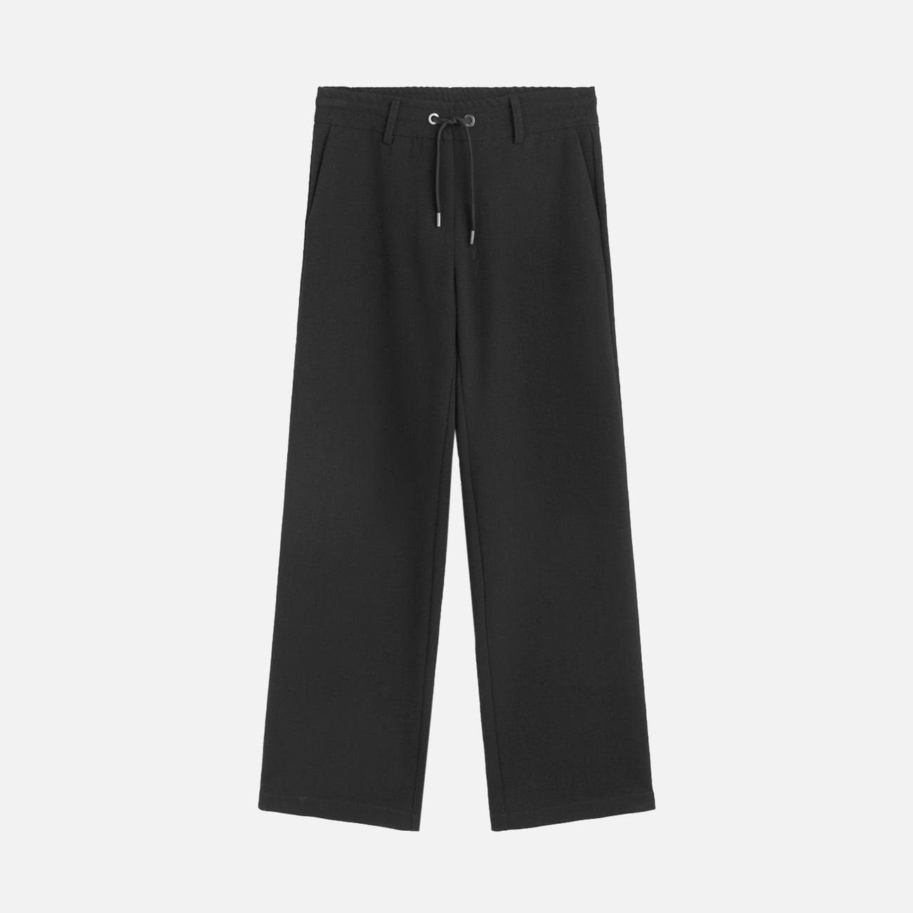 Wide-Leg Trousers with Elastic Waistband - Grey