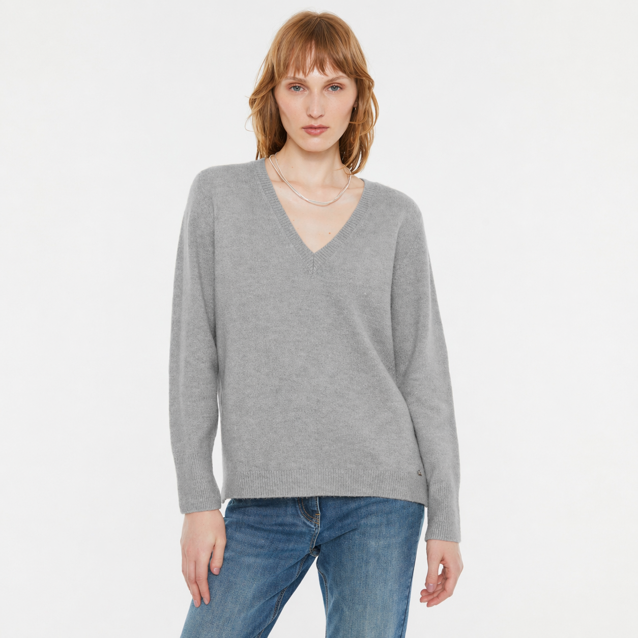Grey V-Neck Sweater