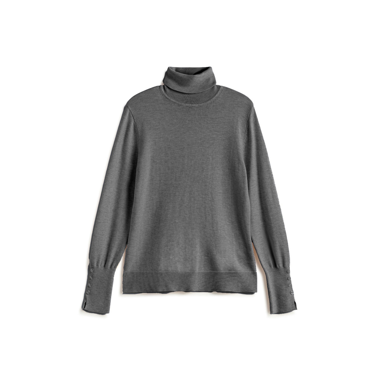Fine Knit Turtleneck Sweater - Grey
