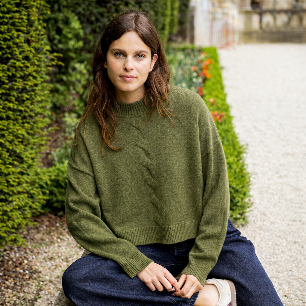 Briana Cropped Sweater - Khaki