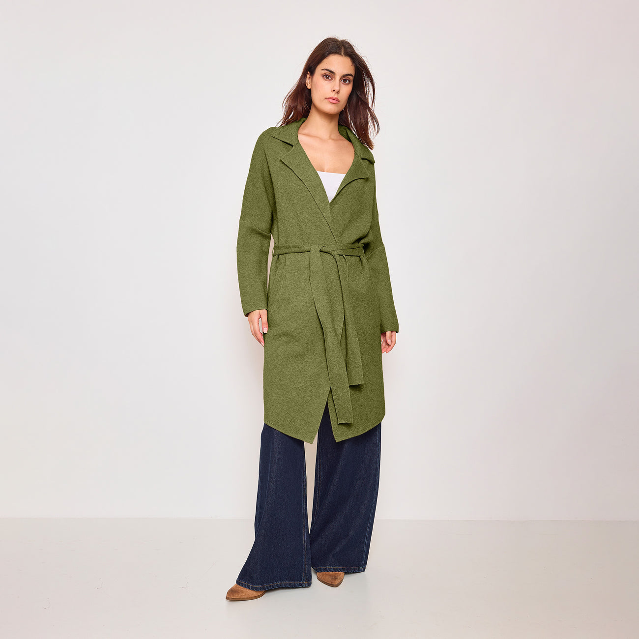 Oversized Khaki Belted Coat
