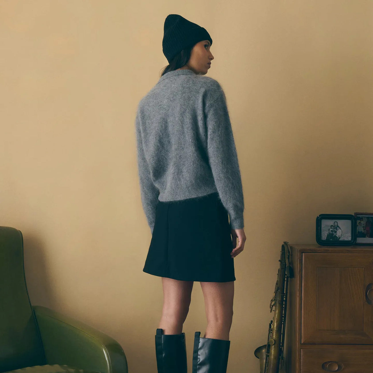 Brazza Wool Cashmere Sweater I Love La Vie - Dark Heather Grey