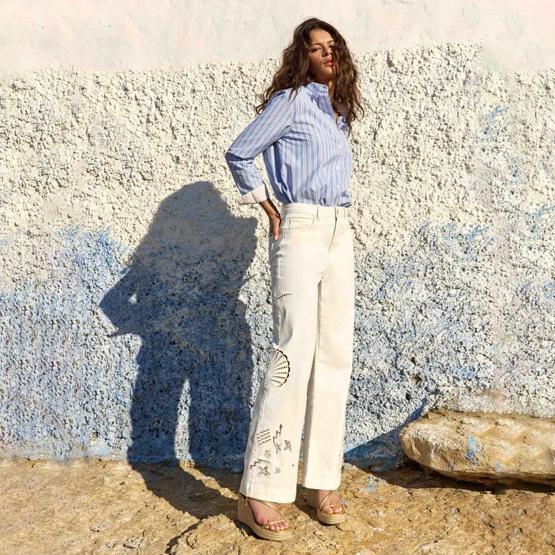 Atlantys Wide-Leg Jeans - Ecru