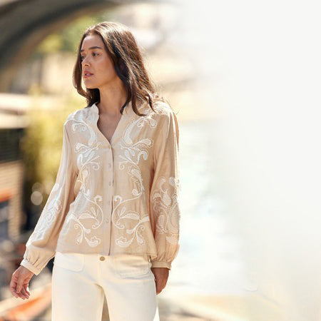 Beyta Embroidered Blouse - Beige