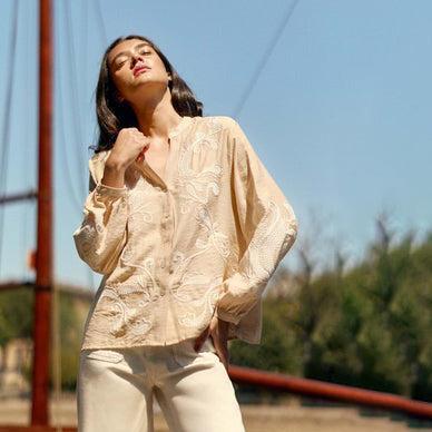 Beyta Embroidered Blouse - Beige