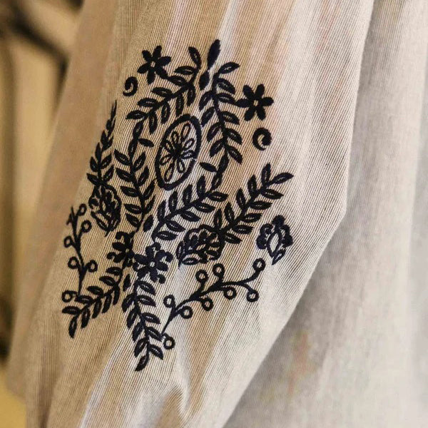 Blena - Blue Embroidered Blouse