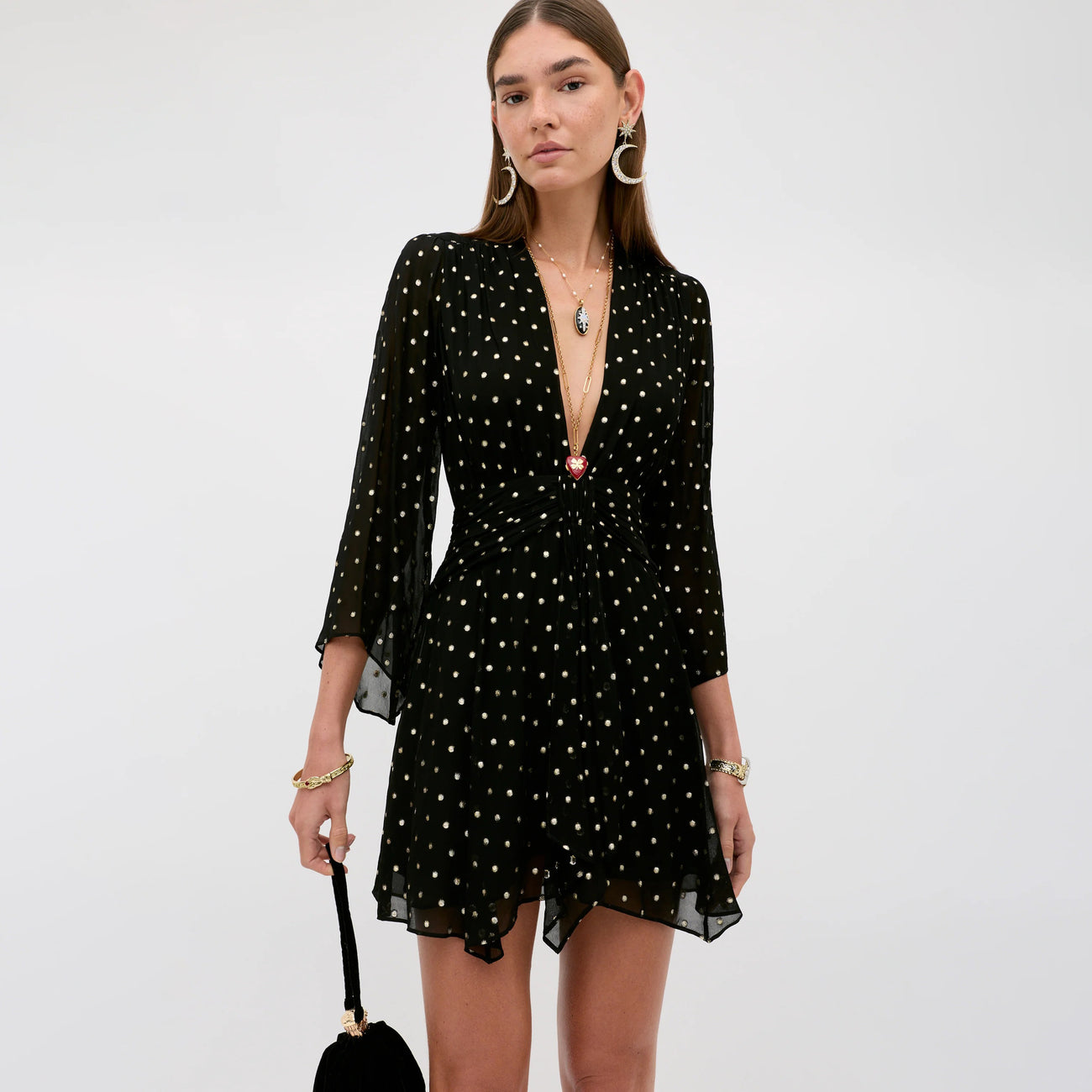 Clove Dress Gold Spot Black
