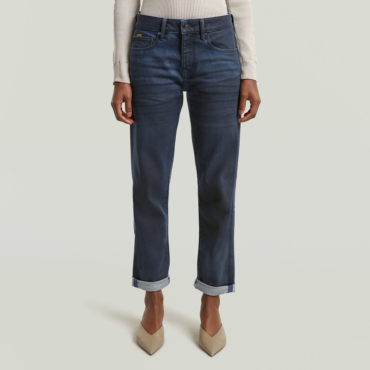 Kate Boyfriend Jeans - Rinsed Blue Ink Coated
