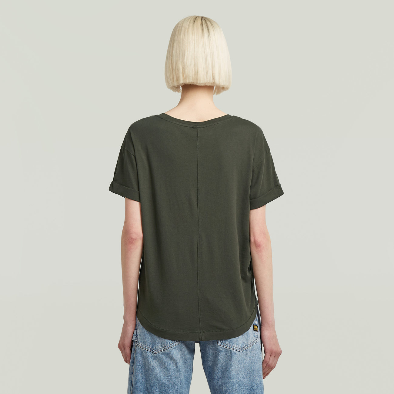 Rolled Up Sleeve Boyfriend Top - Asphalt Grey