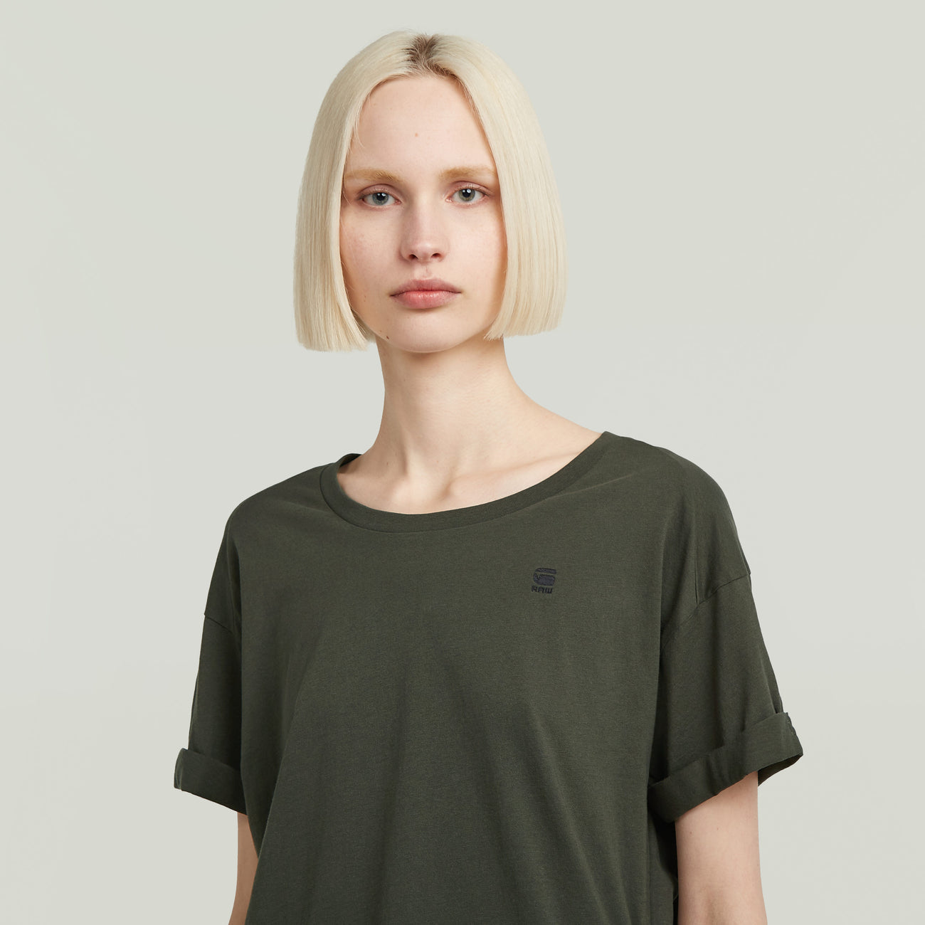 Rolled Up Sleeve Boyfriend Top - Asphalt Grey