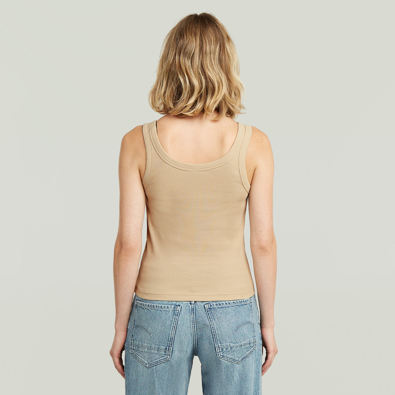 Slim Rib Tank T-Shirt - Beige