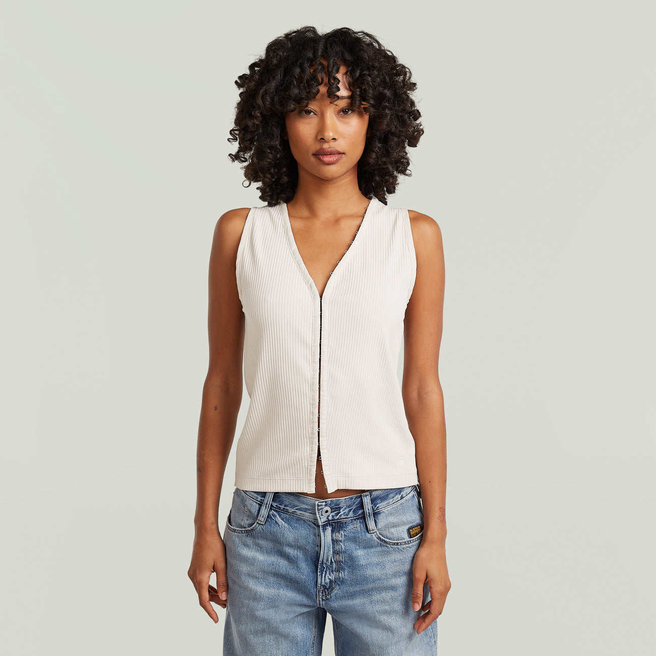 Hook & Eye Slim Rib T-Shirt - White