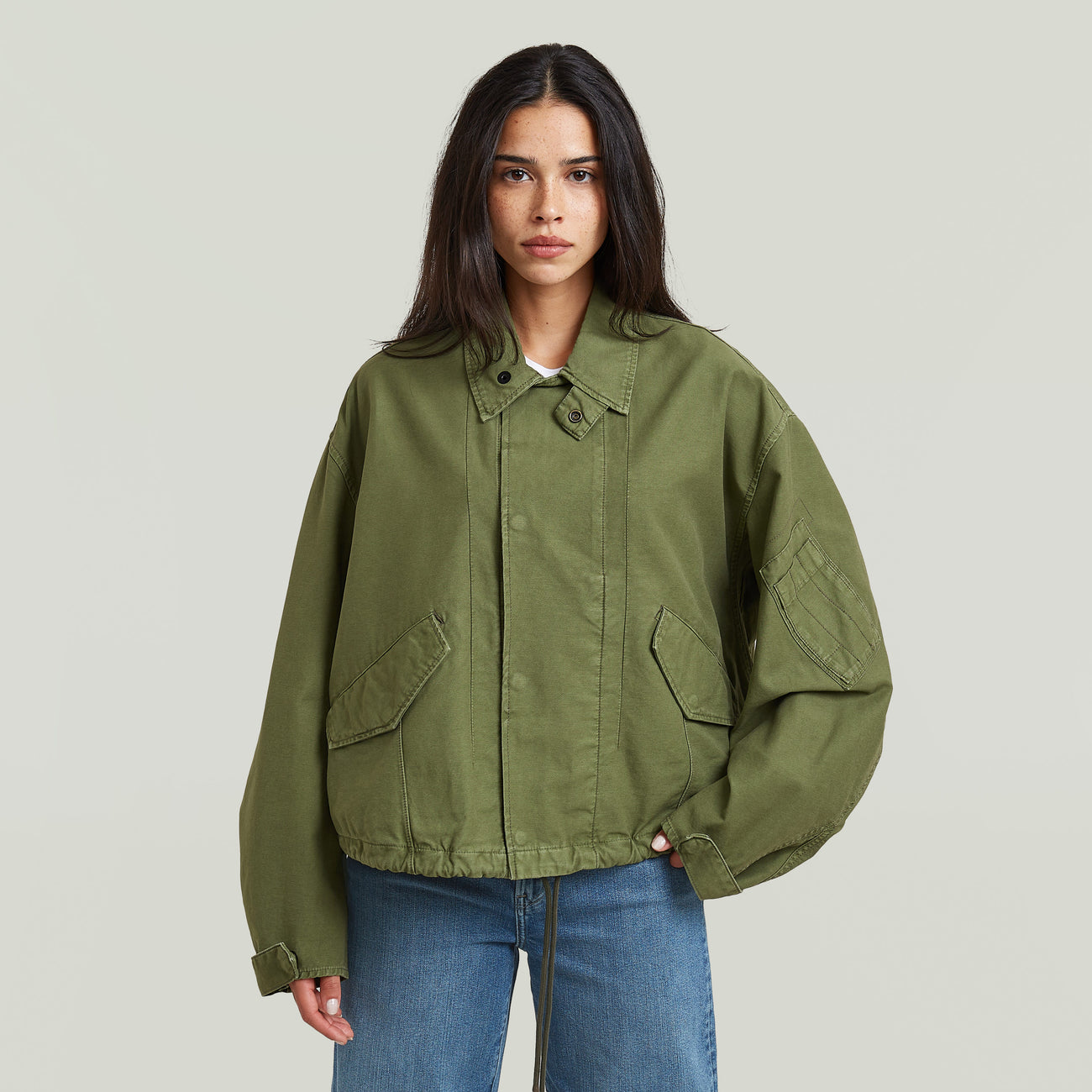 Oversized Cropped Jacket - Green