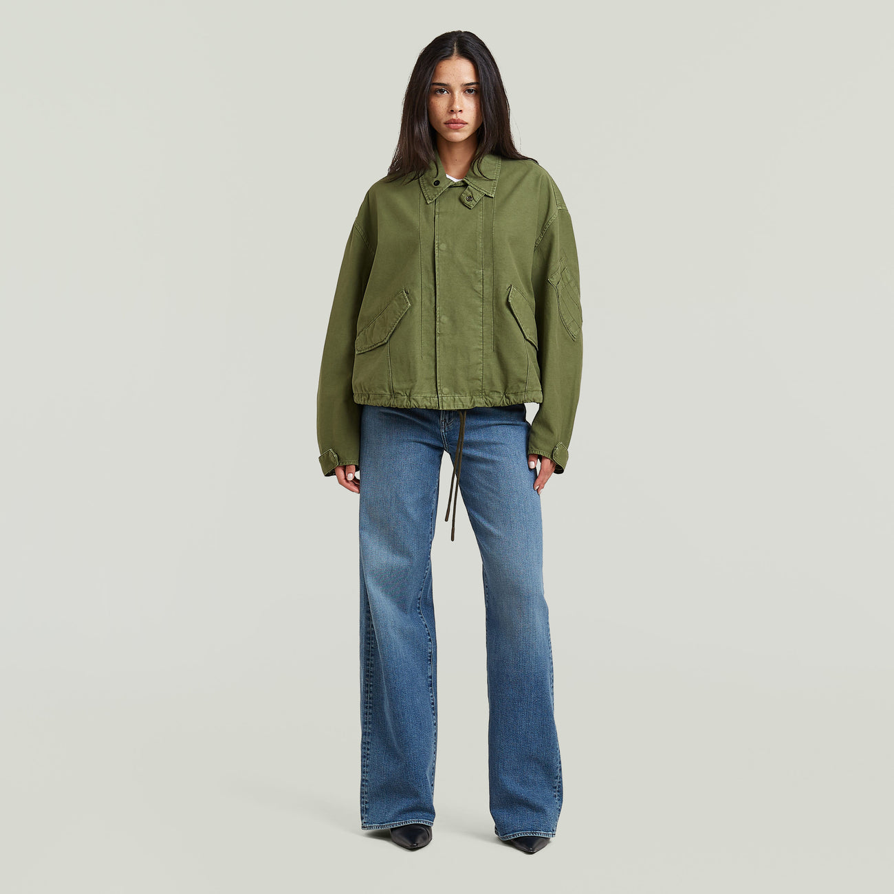 Oversized Cropped Jacket - Green