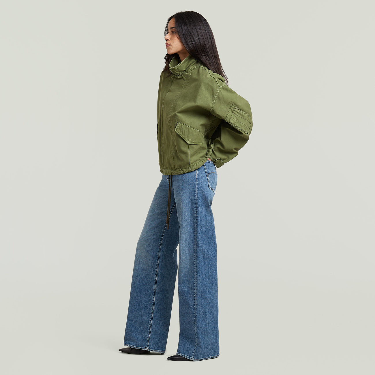 Oversized Cropped Jacket - Green