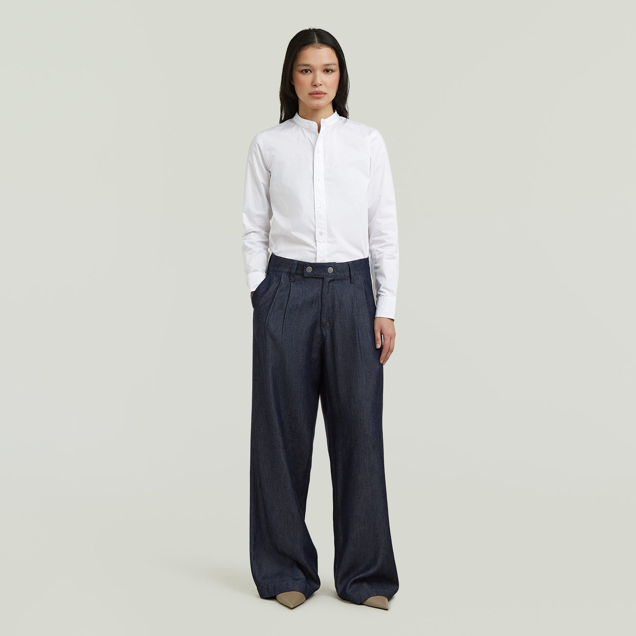 Pleated Wide-Leg Chinos