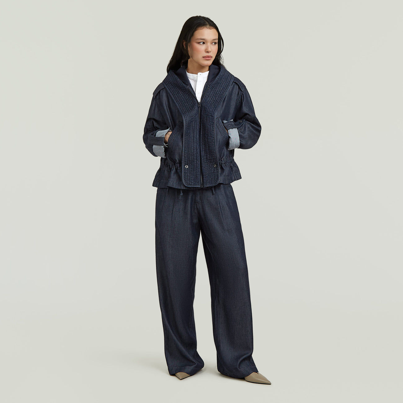 Pleated Wide-Leg Chinos