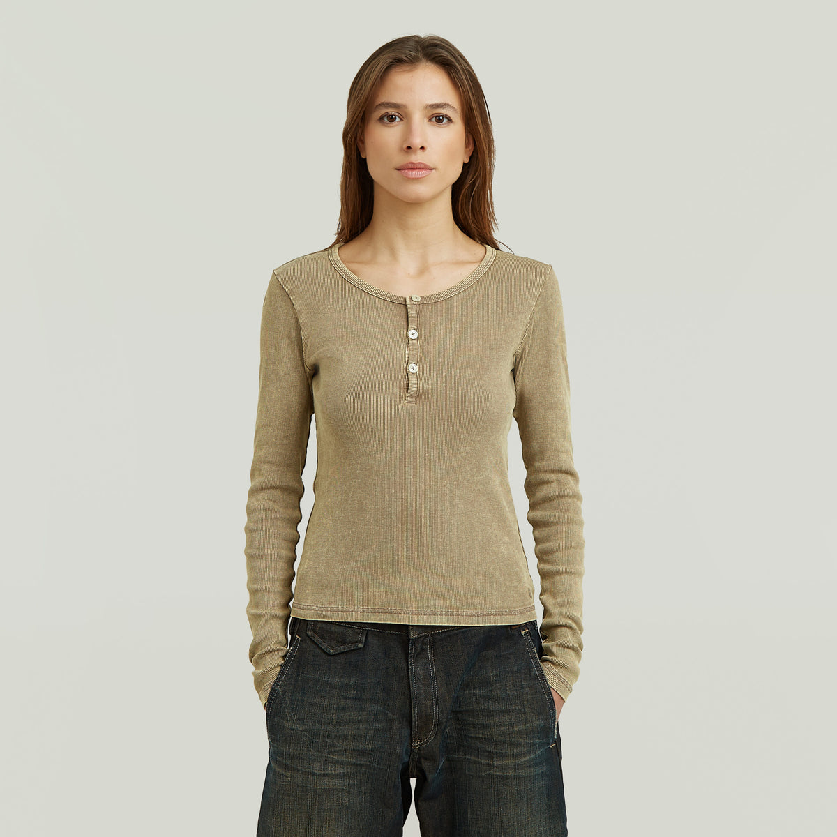 Vintage Slim Henley T-Shirt - Fossil