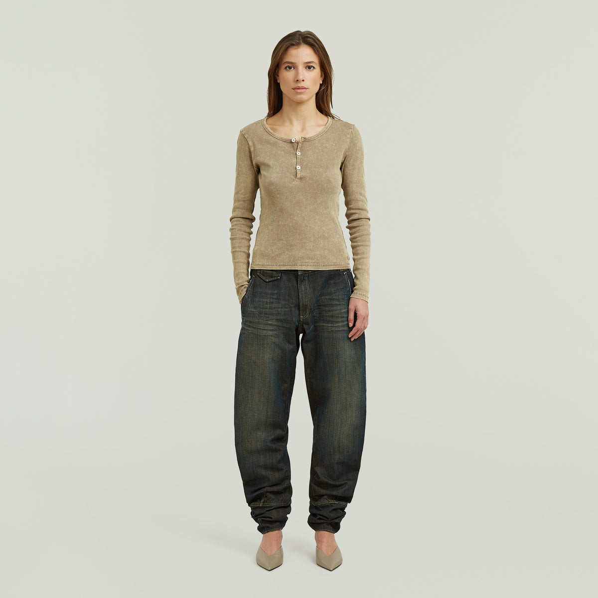 Vintage Slim Henley T-Shirt - Fossil