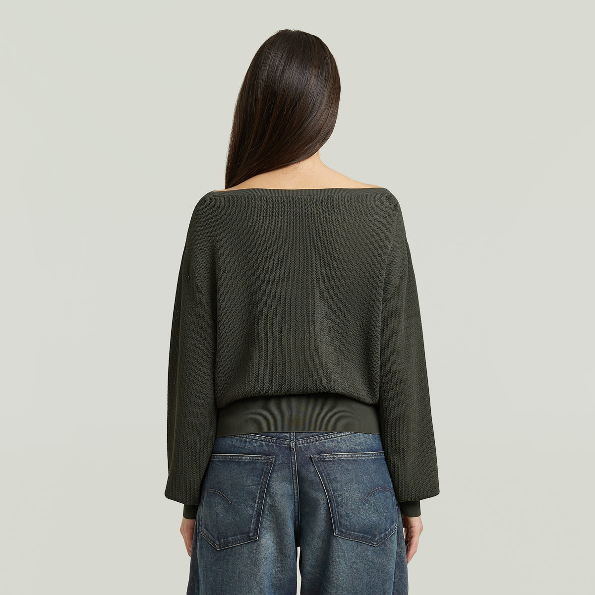 Open Neck Structure Knit - Asphalt
