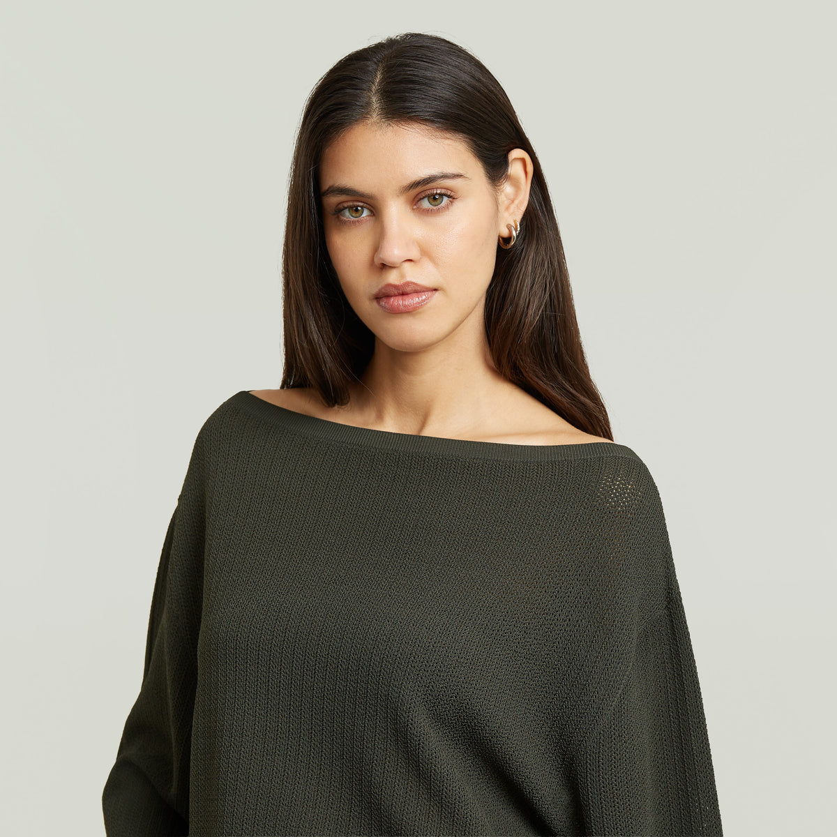 Open Neck Structure Knit - Asphalt