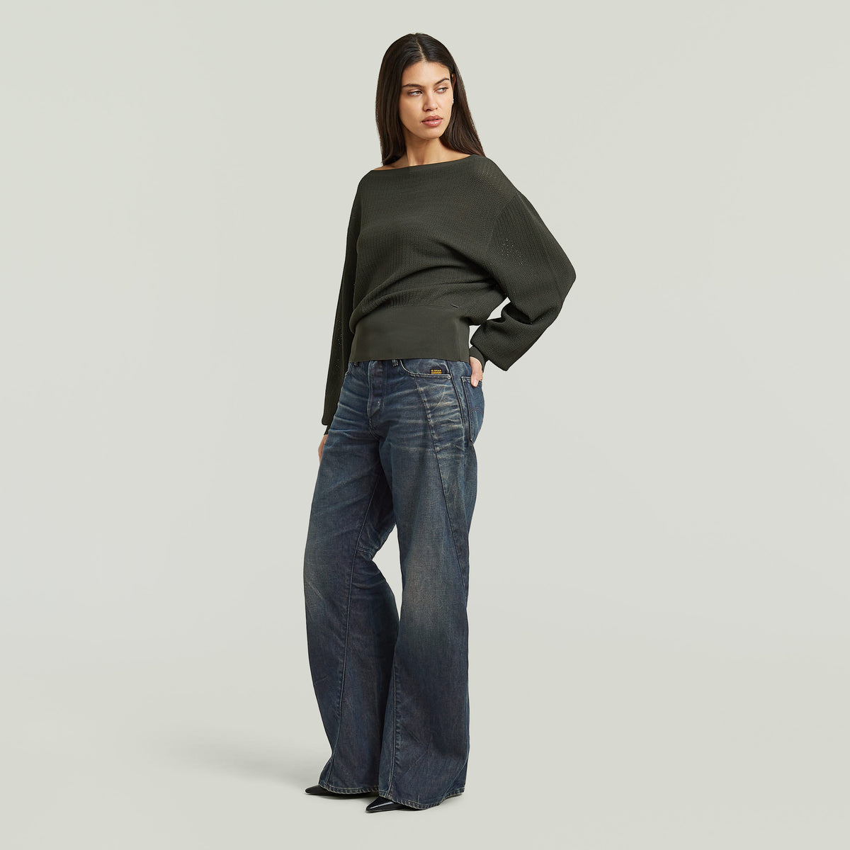 Open Neck Structure Knit - Asphalt