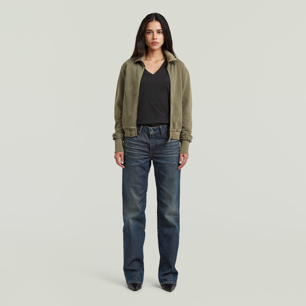 Washed Zip Thru Sweater