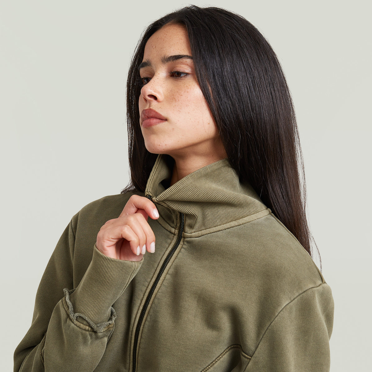 Washed Zip Thru Sweater