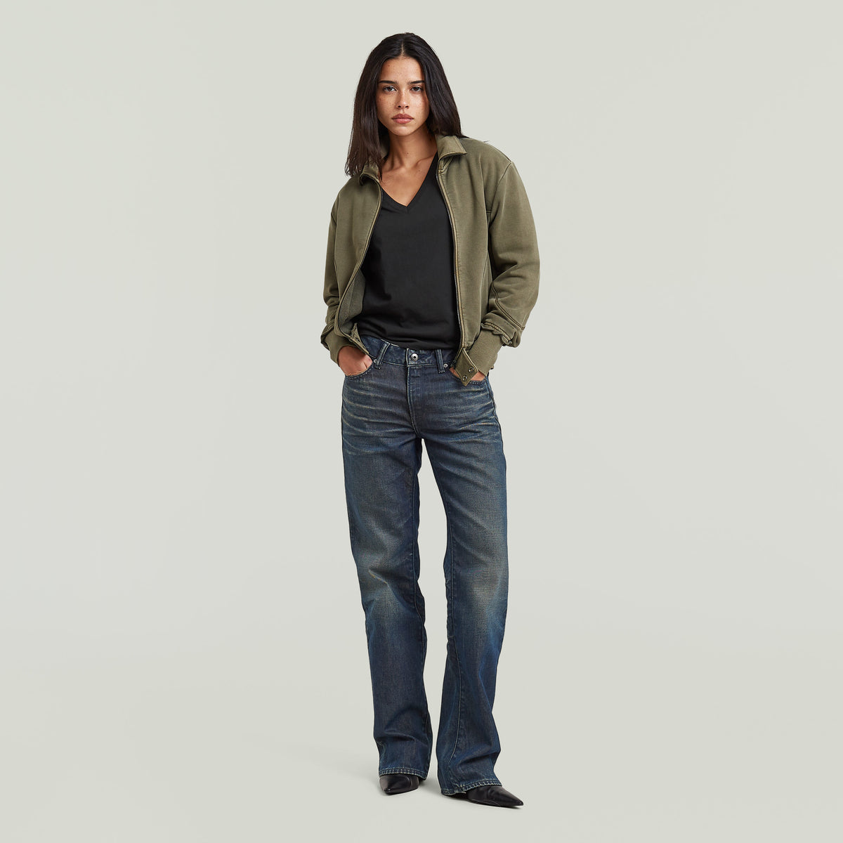 Washed Zip Thru Sweater
