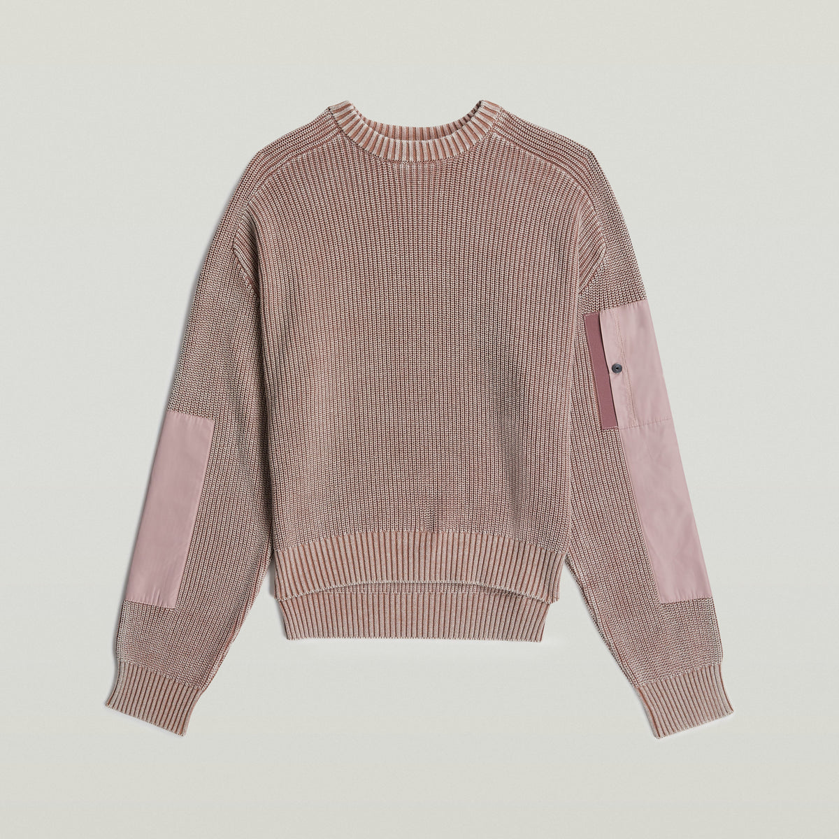 Washed Mixed Media Crew Pullover - Pink