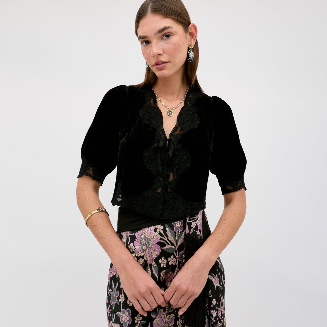 Ursula Velvet Top - Black