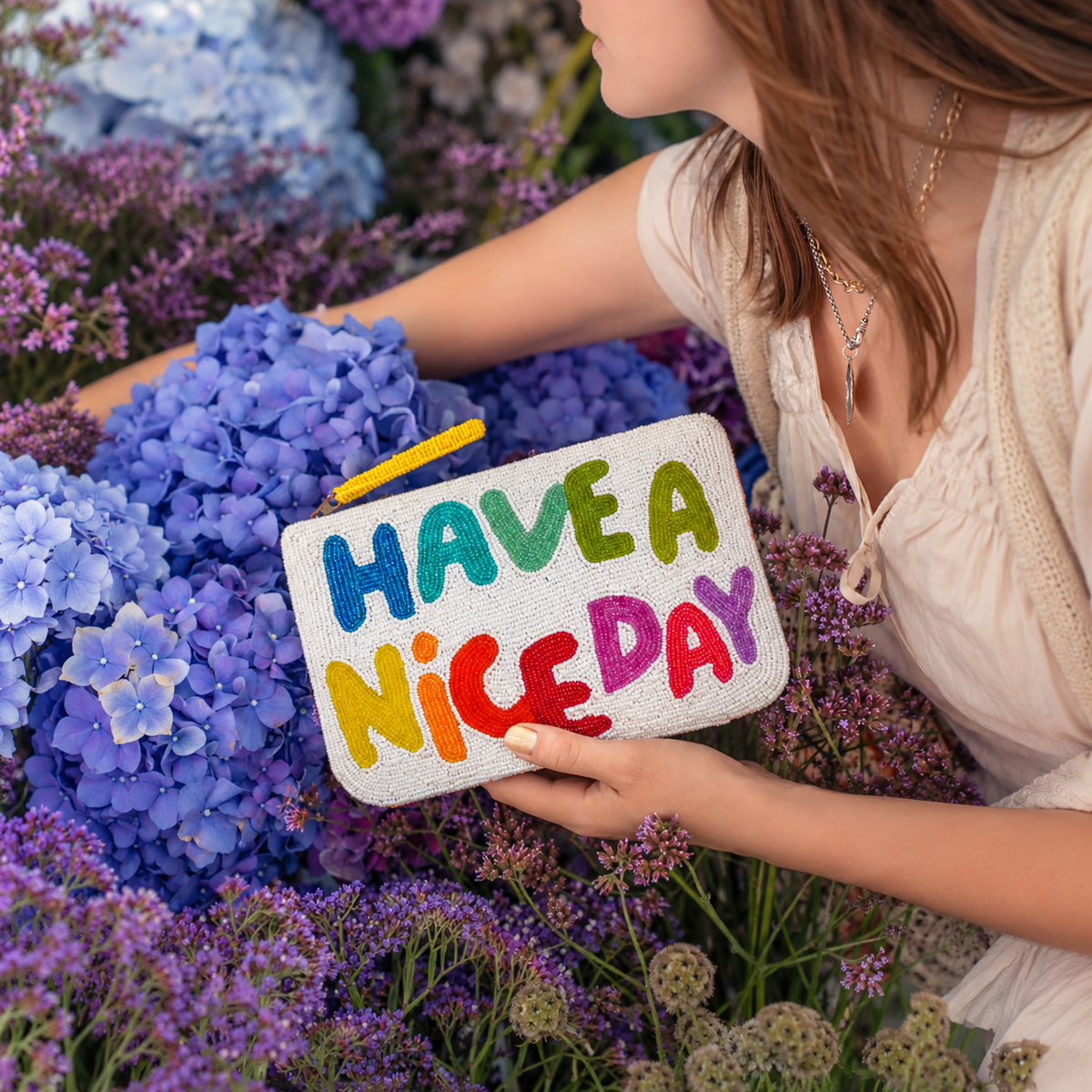 Have a Nice Day Beaded Bag